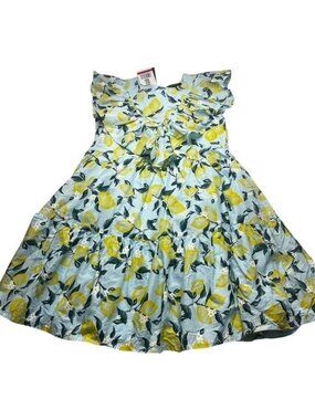 French Connection Girls New Blue Lemon Print Dress Size 10-12